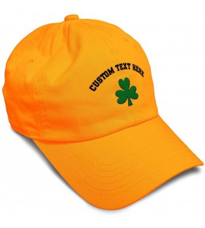Baseball Caps Custom Soft Baseball Cap Shamrock Embroidery Dad Hats for Men & Women - Orange - CX18SIN30LG $38.61