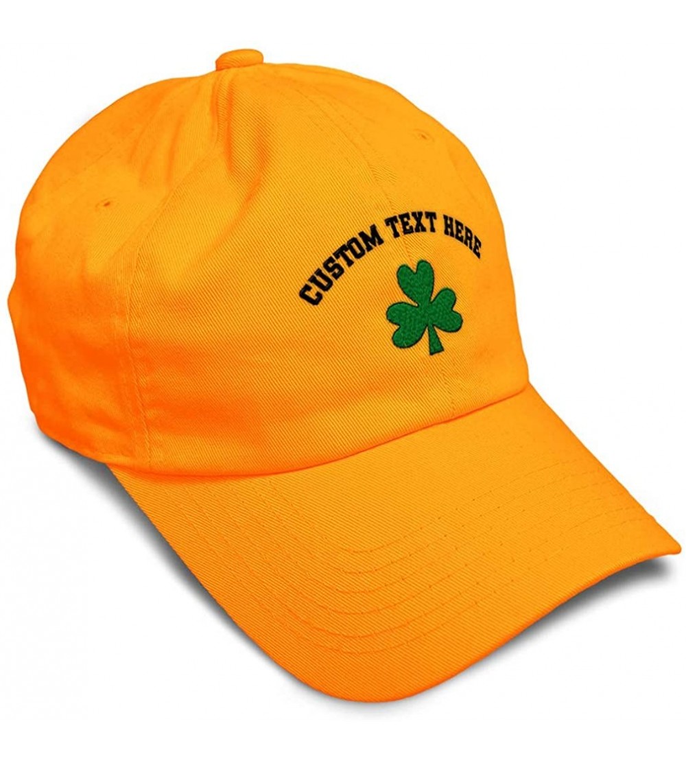 Baseball Caps Custom Soft Baseball Cap Shamrock Embroidery Dad Hats for Men & Women - Orange - CX18SIN30LG $24.20