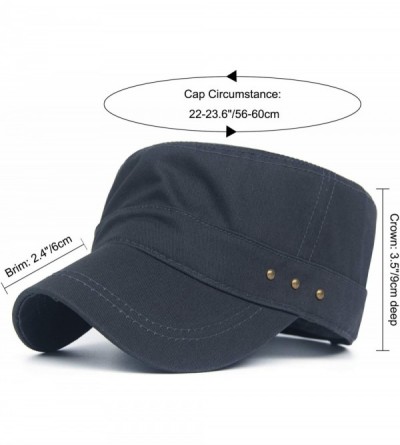 Baseball Caps Cotton Cadet Cap Army Military Caps Flat Hats Unique Design Big Head - Style05-grey - CK18UTYEIK5 $13.92