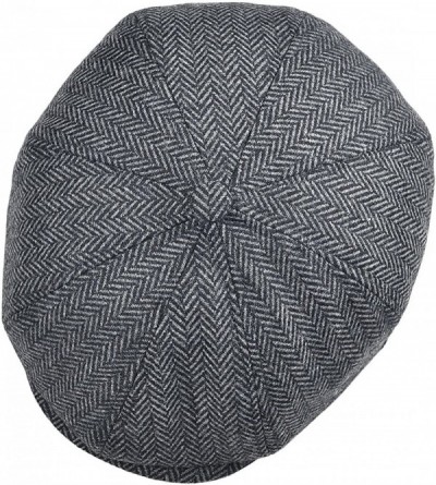 Newsboy Caps Mens Wool Blend Newsboy Cap 8 Panel Hat Tweed Cap Herringbone Cabbie Flat Cap - Style4 - C018E9UHNUQ $7.89
