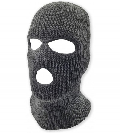 Balaclavas 3 Hole Beanie Face Mask Ski - Warm Double Thermal Knitted - Men and Women - Charcoal - C818KNQIULA $18.66