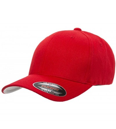 Skullies & Beanies Make Your Text Great Again. Embroidered. 6277 Wooly Combed Twill Flexfit Cap - Red002 - CF18O0NOHN6 $21.88