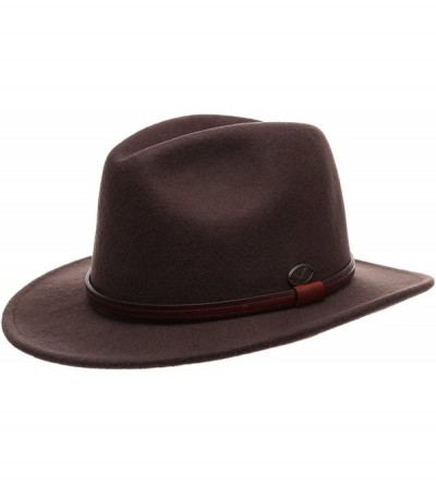Fedoras Men's Premium Wool Outback Fedora with Faux Leather Band Hat with Socks. - He61-brown - CO12MZL9U0V $39.90