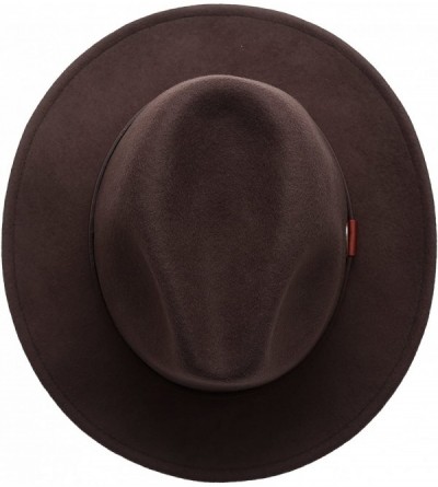 Fedoras Men's Premium Wool Outback Fedora with Faux Leather Band Hat with Socks. - He61-brown - CO12MZL9U0V $39.90