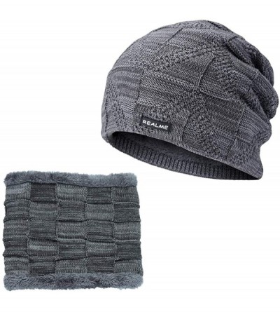 Skullies & Beanies Winter Beanie Hat Warm Knit Hat Winter Hat for Men Women - Grey+scarf - CS18YZY8OTM $30.68