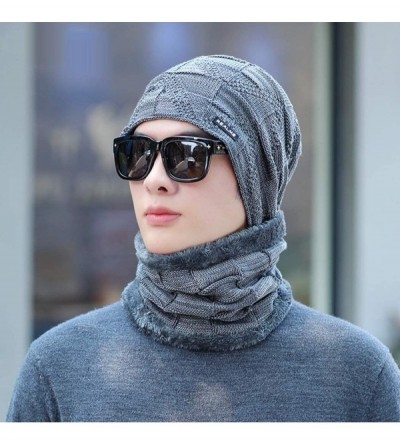 Skullies & Beanies Winter Beanie Hat Warm Knit Hat Winter Hat for Men Women - Grey+scarf - CS18YZY8OTM $15.70
