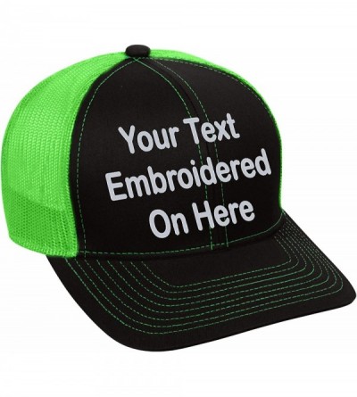 Baseball Caps Custom Trucker Mesh Back Hat Embroidered Your Own Text Curved Bill Outdoorcap - Black/Neon Green - CJ18K5GXAAL ...