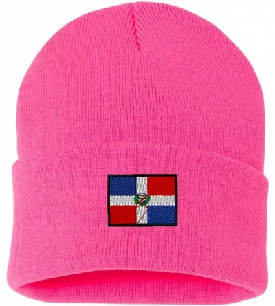 Skullies & Beanies Dominican Republic Custom Personalized Embroidery Embroidered Beanie - Hot Pink - CO12NEP3AID $29.71
