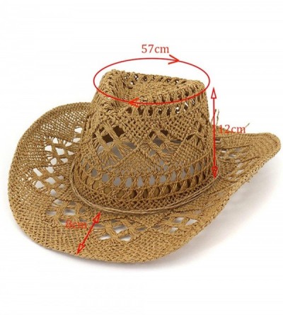 Sun Hats Fashion Hollowed Handmade Cowboy Straw Hat Women Men Summer Outdoor Travel Beach Hats - Black - C918RRYO3AM $20.55