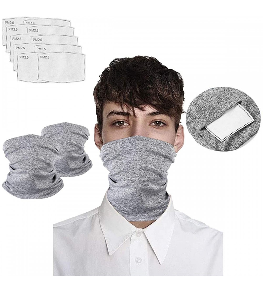 Balaclavas 2 Pcs Scarf Bandanas Neck Gaiter with 10 PcsSafety Carbon Filters for Men and Women - Gray - CG19849IY89 $31.25