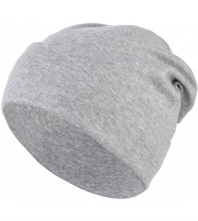 Skullies & Beanies Women Men Slouch Skull Cap Oversize Knit Beanie Hat Long Baggy Hip-hop Winter Summer Hat - Light Grey - CE...