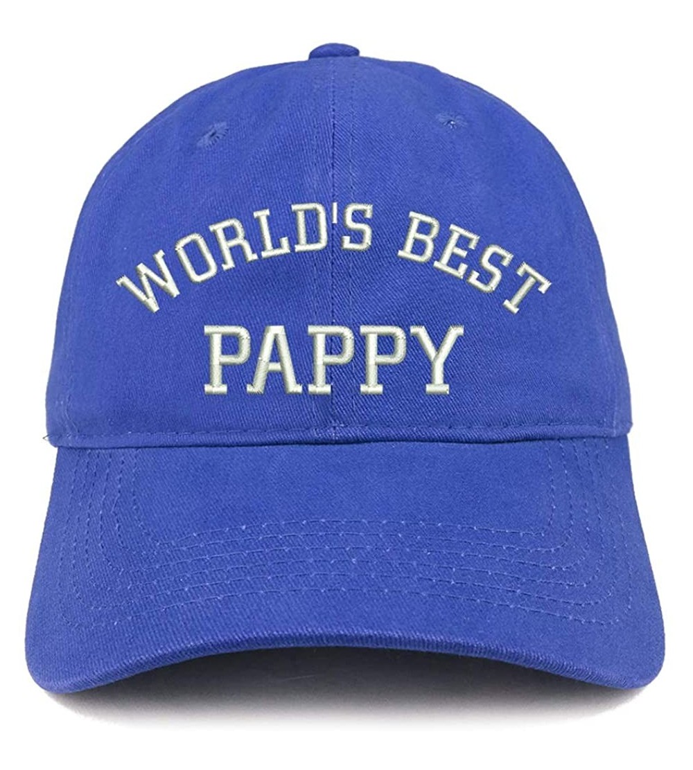 Baseball Caps World's Best Pappy Embroidered Soft Crown 100% Brushed Cotton Cap - Royal - CD17Z35ZAI3 $20.81