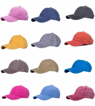 Baseball Caps Men's Baseball Cap Dad Hat Washed Distressed Easily Adjustable Unisex Plain Ponytai Trucker Hats - Burgundy - C...