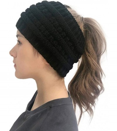 Skullies & Beanies Women Fashion Outdoor Solid Splice Hats Crochet Knit Holey Beanie Cap Headband - Black - CM18A0A2RGH $16.25