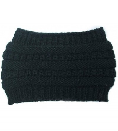 Skullies & Beanies Women Fashion Outdoor Solid Splice Hats Crochet Knit Holey Beanie Cap Headband - Black - CM18A0A2RGH $10.24