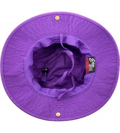 Bucket Hats Unisex Washed Cotton Bucket Hat Summer Outdoor Cap - (2. Boonie With Chin Strap) Purple - CK11M3OILC7 $7.89
