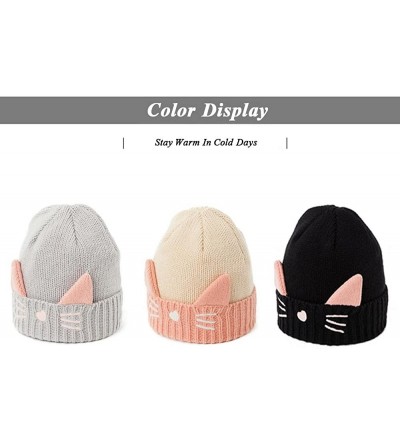 Skullies & Beanies Women's Hat Cat Ear Crochet Braided Knit Caps - Grey - C6189OCI955 $13.18