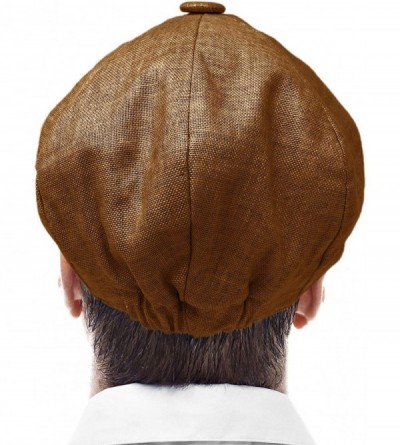 Newsboy Caps Men's 100% Linen Snap Front Newsboy Drivers Cabbie Gatsby Apple Cap Hat - Solid Brown - CK1962SQQ3D $22.82