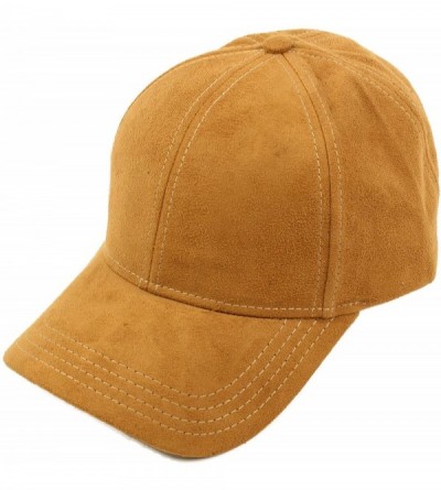 Baseball Caps Everyday Faux Suede 6 Panel Solid Suede Baseball Adjustable Cap Hat - Camel - CI12KHU7CUF $18.46