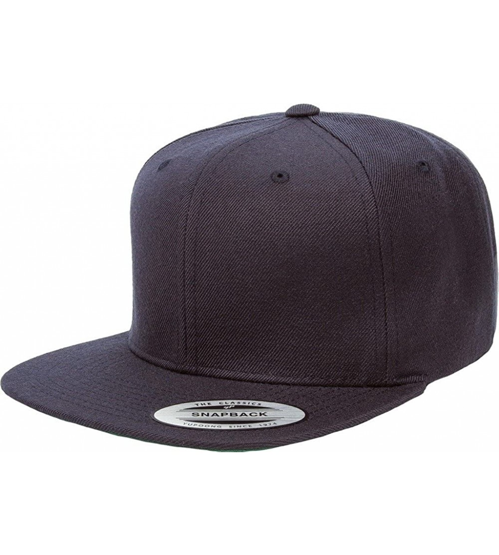 Baseball Caps Classic Wool Snapback with Green Undervisor Yupoong 6089 M/T - Dark Navy - C112LC2K82L $14.29