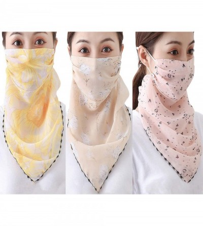 Balaclavas 2pcs Women Floral Face Mask Dustproof Ice Silk Neck Gaiter Protector Ear Loops Collar Bandana Scarf Balaclava - CM...