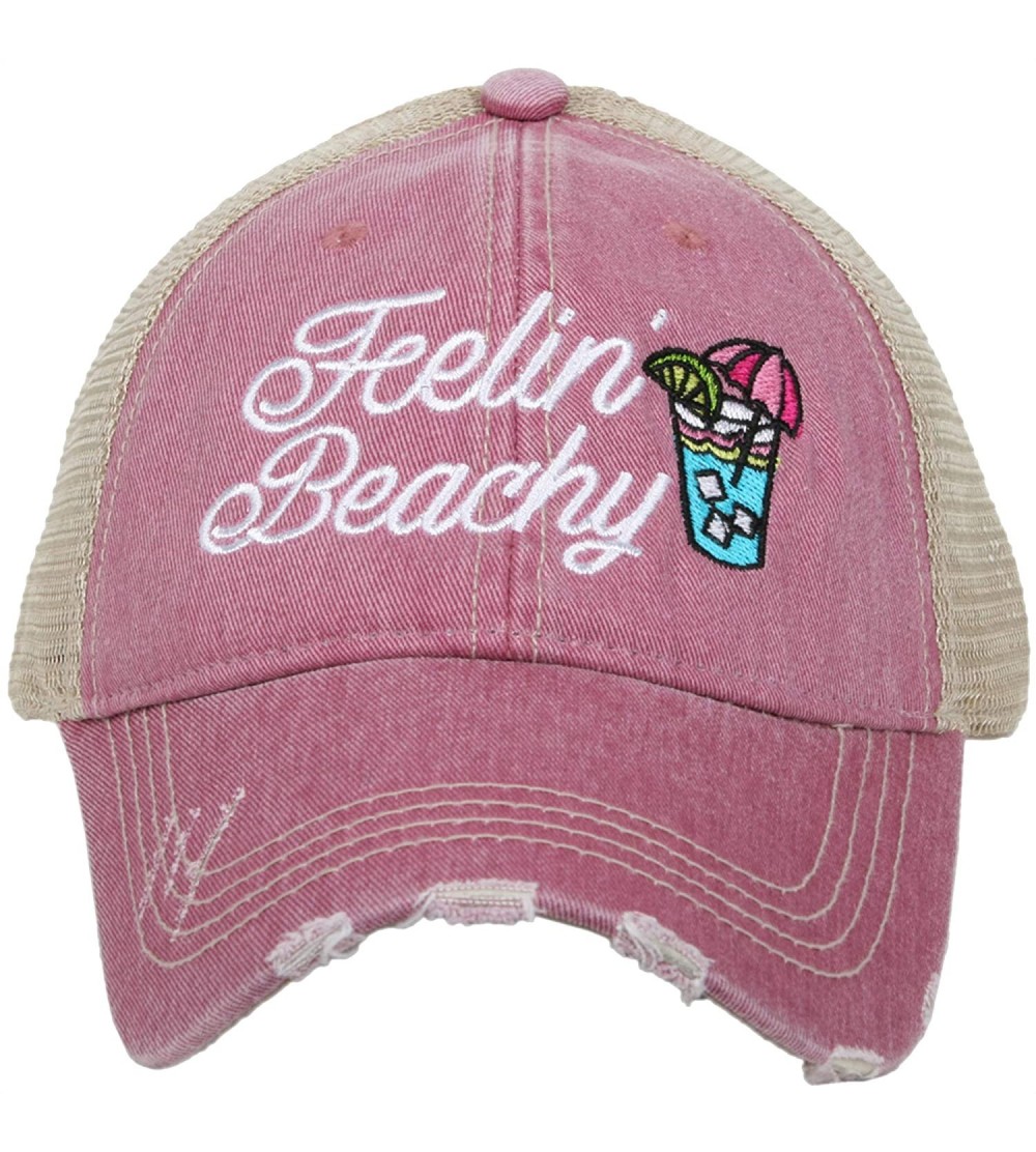 Baseball Caps Feelin' Beachy Baseball Hat - Trucker Hat for Women - Stylish Cute Beach Hats for Women - Mauve - CW18S73UWAR $...