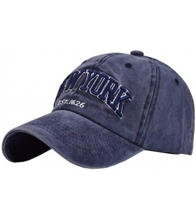 Baseball Caps Baseball Hat New-York Distressed-Adjustable-Strapback - Washed Cotton Dad Hat Unisex - Navy Blue - CG18QRD53UD ...