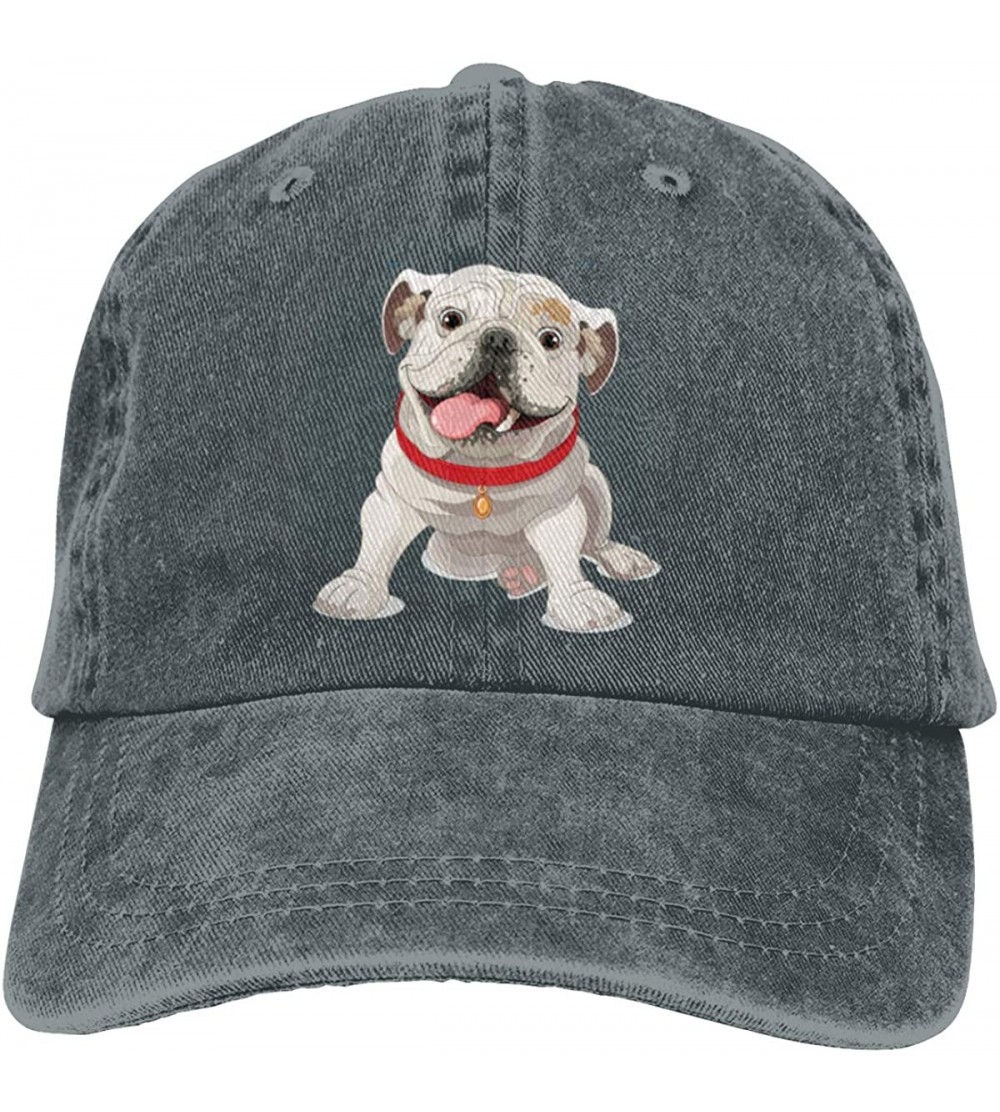 Baseball Caps English Bulldog Sports Denim Cap Adjustable Unisex Plain Baseball Cowboy Hat - Carbon Color - CC192780HO8 $10.54