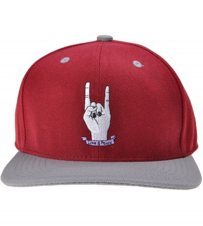 Baseball Caps Unisex Embroidered Cotton Snapback Hat Adjustable Flat Bill Baseball Cap - Red- Horn Hand - CT182SINOMH $10.28