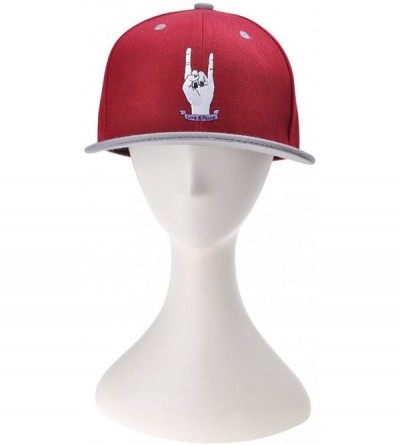 Baseball Caps Unisex Embroidered Cotton Snapback Hat Adjustable Flat Bill Baseball Cap - Red- Horn Hand - CT182SINOMH $10.28
