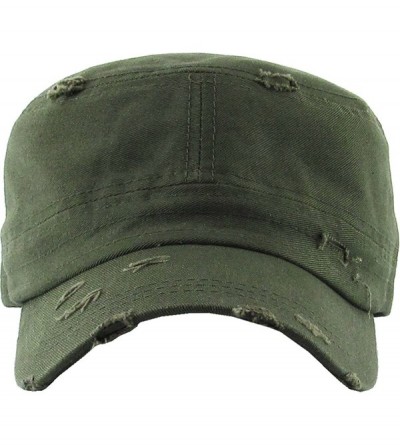 Baseball Caps Military Style Cadet Hat Army Vintage Distressed Adjustable Cap - Distressed Olive - CM18DAOZKX9 $26.23