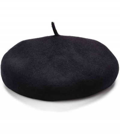 Berets Womens French Artist 100% Wool Beret Flat Cap Winter Warm Painter Hat Y63 - Black - C5186ZXGZHG $17.25