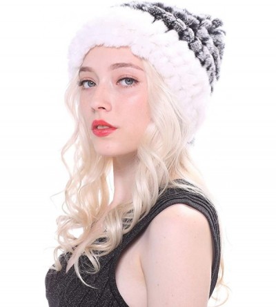 Skullies & Beanies Santa Hat for Adults Marry Christmas Beanie Winter Slouch Skull Rabbit Fur Hats with Pompom - Gray - CM18H...