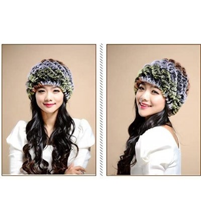 Skullies & Beanies Thicken Rex Rabbit Fur Knit Beanie Hats Multicolor - Colorful11 - CP126HY74DP $37.87