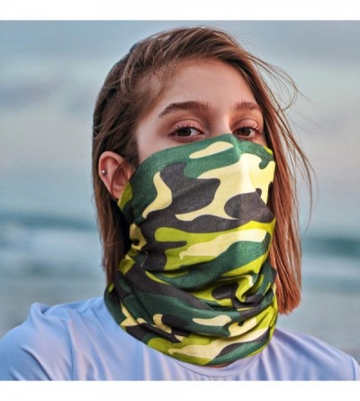 Balaclavas Bandana Cloth Face Mask Washable Face Covering Neck Gaiter Dust Mask - Camo Green&yellow - C9199CQZ5HM $9.03
