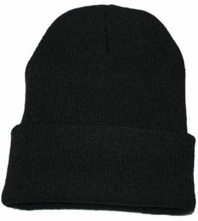 Newsboy Caps Unisex Solid Slouchy Knitting Beanie Warm Cap Ski Hat - Black - C118ELAZWEH $20.07