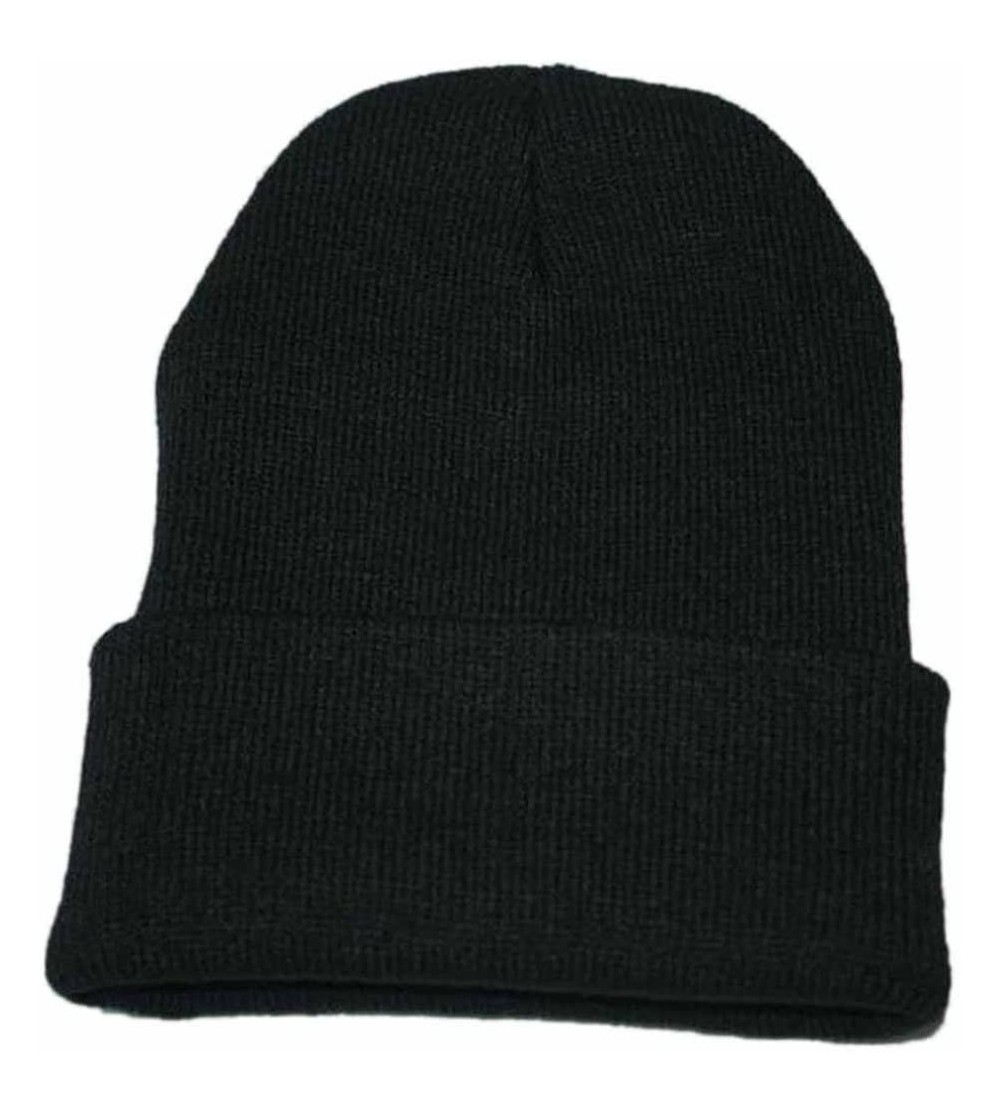 Newsboy Caps Unisex Solid Slouchy Knitting Beanie Warm Cap Ski Hat - Black - C118ELAZWEH $11.18