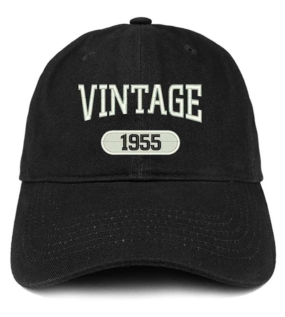 Baseball Caps Vintage 1955 Embroidered 65th Birthday Relaxed Fitting Cotton Cap - Black - C2180ZKOXA7 $13.83