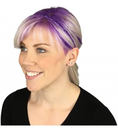 Headbands Women's Glitter Skinny Adjustable Headband with Non-Slip Lining - GLITTER-Purple - CU17YSHLSLY $7.70