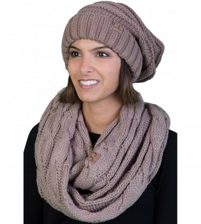 Skullies & Beanies Oversized Slouchy Beanie Bundled with Matching Infinity Scarf - Taupe - C1188Z4SMD8 $46.29