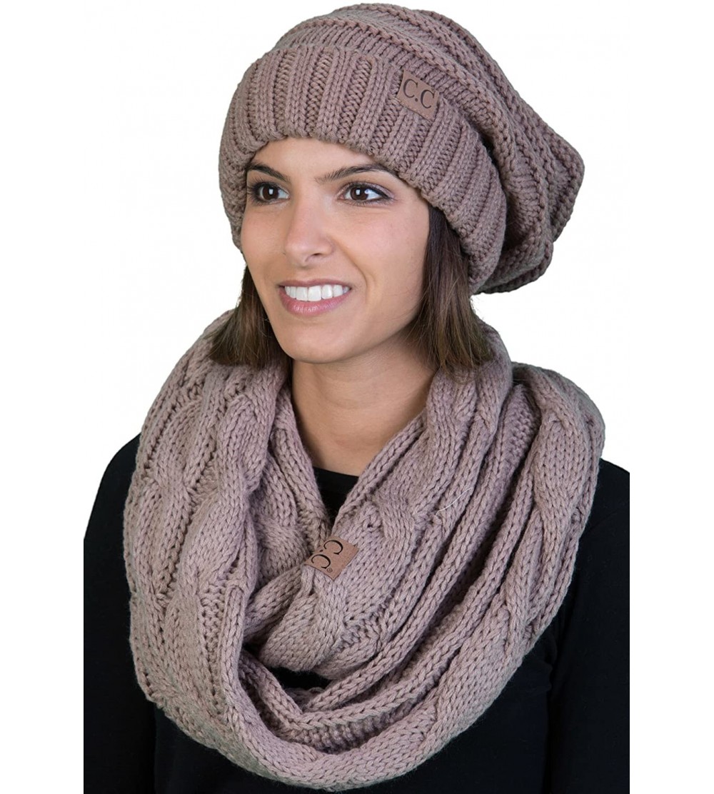 Skullies & Beanies Oversized Slouchy Beanie Bundled with Matching Infinity Scarf - Taupe - C1188Z4SMD8 $24.97
