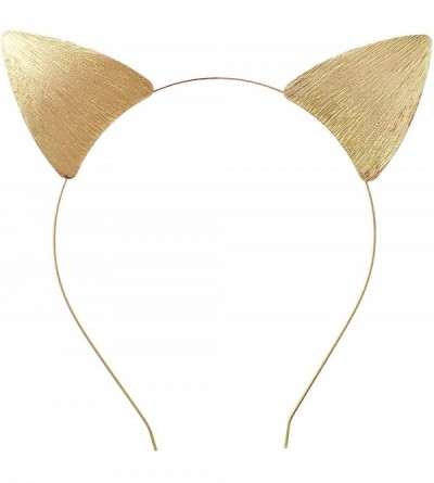 Headbands Women's Fun Gold Toned Cat Ears Textured Metal Festival Wear Headband - CQ18DCTIC0U $13.09