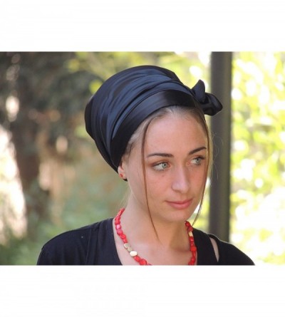 Headbands Tichel Full Hair Covering Lovely Stretched Snoods Turban One Size Black - Black - CF124FRXD0T $40.24
