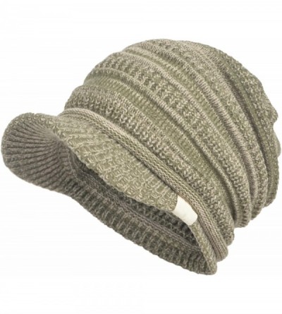Visors Unisex Daily Sports Outdoor Slouchy Knit Visor Beanie Billed Hat with Brim Ski Cap - Washed Green - CH188TG38OQ $31.48