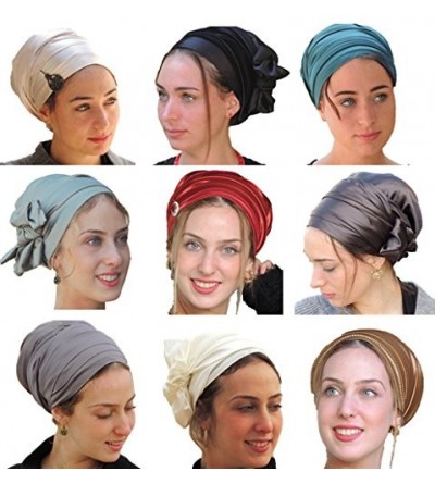 Headbands Tichel Full Hair Covering Lovely Stretched Snoods Turban One Size Black - Black - CF124FRXD0T $40.24