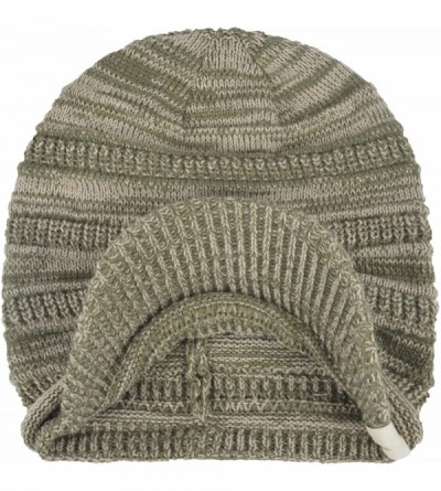 Visors Unisex Daily Sports Outdoor Slouchy Knit Visor Beanie Billed Hat with Brim Ski Cap - Washed Green - CH188TG38OQ $11.80