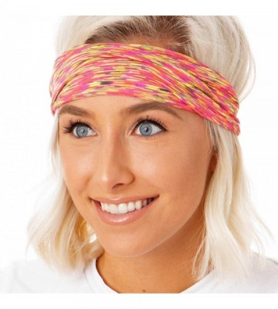 Headbands Xflex Space Dye Adjustable & Stretchy Wide Headbands for Women - Heavyweight Space Dye Neon Multi - C117WZGXKNU $20.92