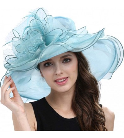 Sun Hats Women's Organza Feather/Veil Party Occasion Event Kentucky Derby Church Dress Sun Hat Cap - Turquoise - C4127B8MNIR ...