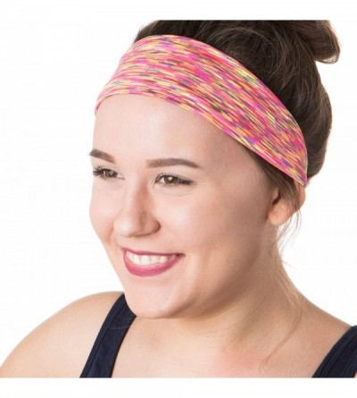 Headbands Xflex Space Dye Adjustable & Stretchy Wide Headbands for Women - Heavyweight Space Dye Neon Multi - C117WZGXKNU $10.46