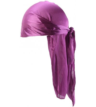 Skullies & Beanies Silk Durags for Men Waves-Long Tail Cool Doorags Scarf Chemo Wave Caps - Purple - CJ18EL94Y94 $10.84